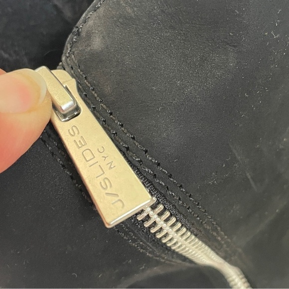 J Slides NYC Henley Winter Boots Black Leather Nubuck Faux Fur Lined Zip 10 - Picture 4 of 12